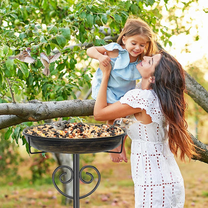 Metal Bird Bath for Outside, Freestanding Bird Bath Bird Feeder Bowl with 5-Pronged Base Stake Detachable Birdbaths Bowl for Outdoors Garden Patio Yard Lawn Decor (Vintage Gold)