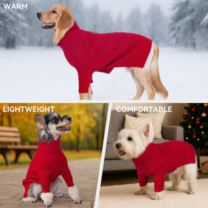 cyeollo 4XL Dog Sweater, Stretchy & Cozy Warm Dog Sweaters for Large Dogs Boy, Pullover Knit Fall Winter Sweatshirt Big Dogs Clothes, Doberman Great Dane Apparel, Red XXXXL