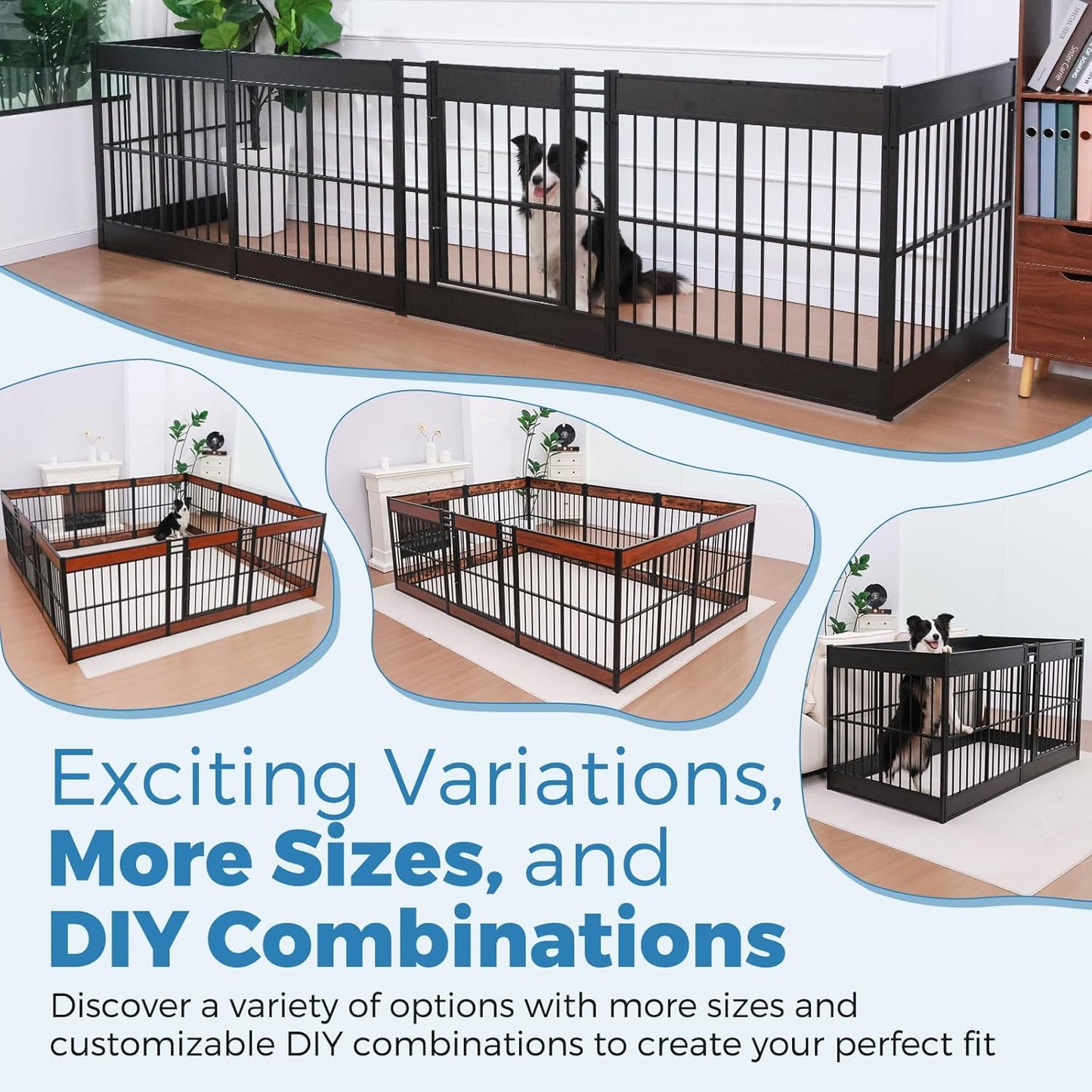 Dog Playpen, 31.5" Height Dog Pen Indoor, Heavy Duty, Safe and Sturdy, Furniture Style Puppy Pen (12 Panels (31.5" High), Black)