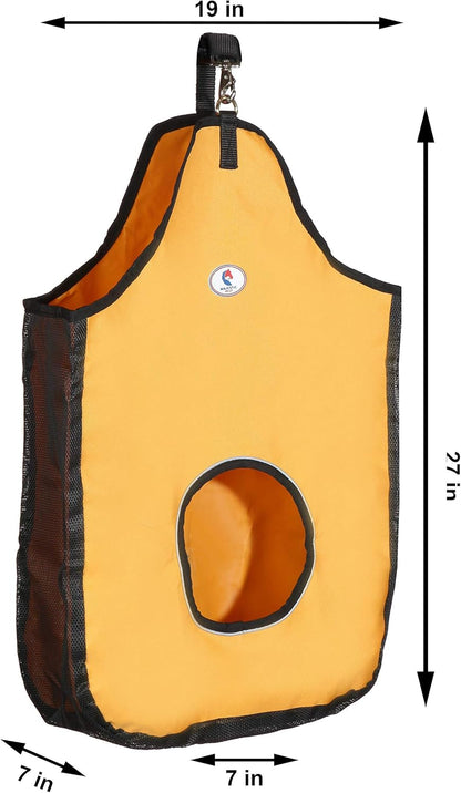 Majestic Ally 1200 D Hay Feeder Tote Bag for Horses, Sheep with Reflective Trim- Reduces Waste - Comes with 36” Hay Net. (Red)