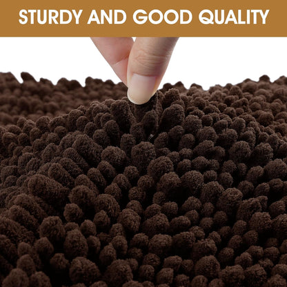 Extra Large Dog Door Mats for Muddy Paws, Chenille Absorbent Dog Mats, Non Slip Heavy Mud Mat for Dogs, Soft Pet Mat for Entryway, Mud Paws, Inside Floor,71" x 25", Brown