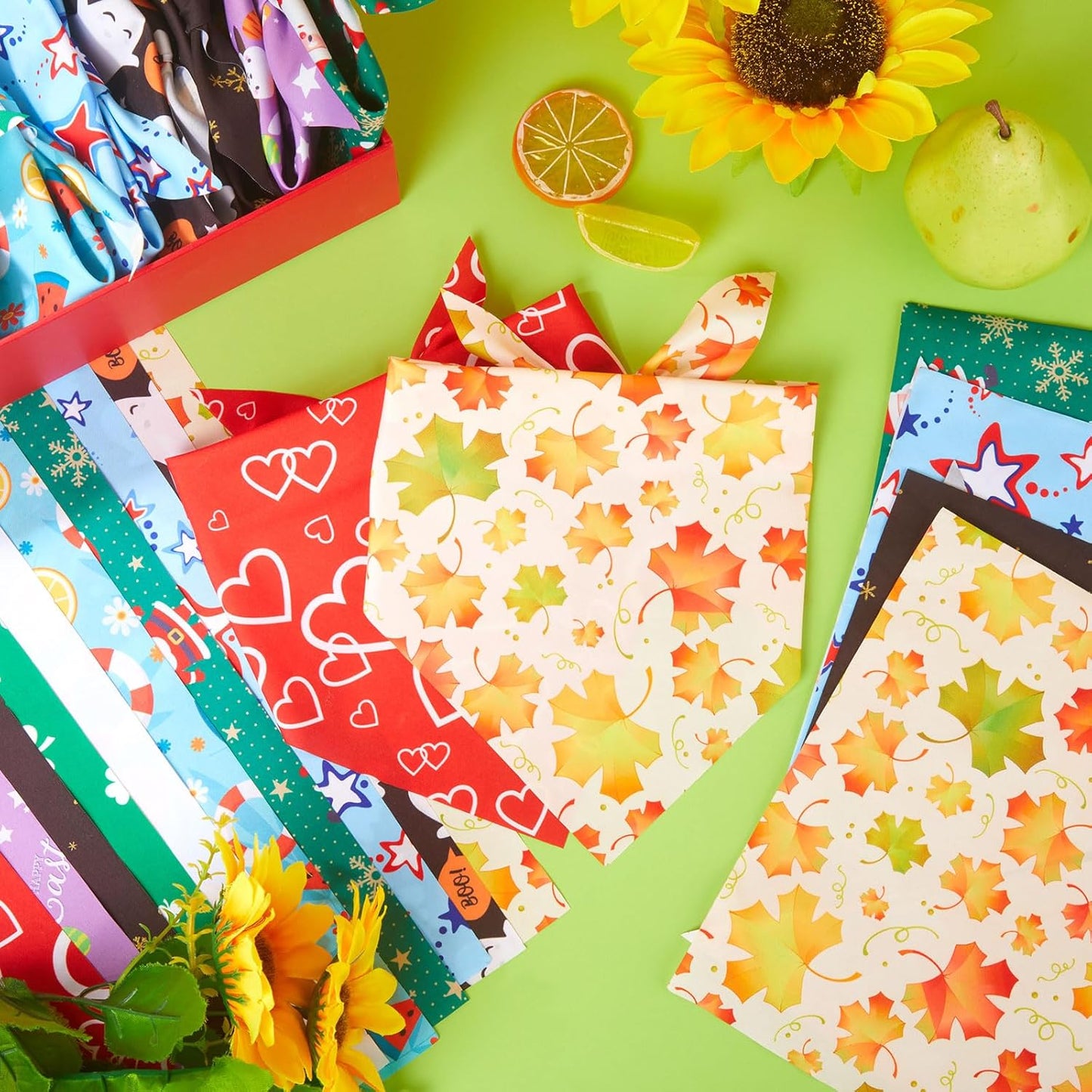 Weewooday 50 Pcs Holiday Dog Bandanas Bulk Dog Bandanas for Fall Autumn Halloween Christmas Soft Bibs Adjustable Triangle Bandana for Small Medium Large Costume (25.6 x 17.7 x 17.7 Inch)