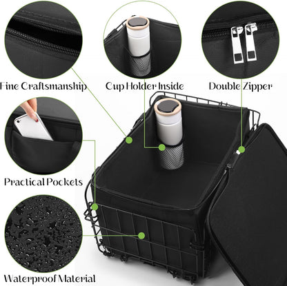 Aodaer Bike Basket with Removable Liner Bag Cargo Net Large Folding Bike Basket Quick Release Metal Ebike Basket Bicycle Storage Basket for Carrying Fruit & Grocery Pets Dogs