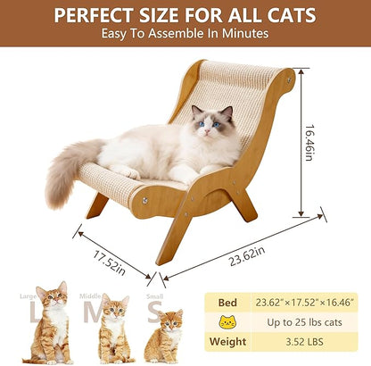 Extra Large Sisal Cat Scratcher–Indoor Cat-Specific Bed & Scratching Pad Combo Lounger,Durable Scratching Mat,Non-Shedding Material