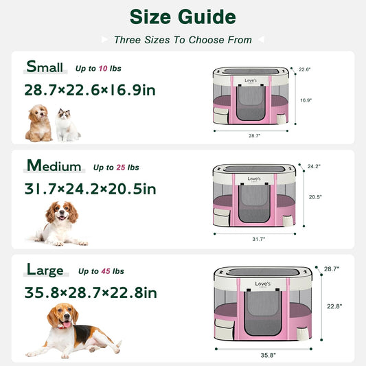 Love's cabin Pet Puppy Dog Playpen, Medium Dog Tent Crates Cage Indoor/Outdoor, Portable Exercise Playpen for Cat, Foldable Pop Up Dog Kennel Playpen with Carring Case (M, Light Pink)