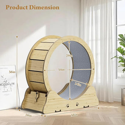 Cat Exercise Wheel, Quiet 34" Cat Treadmill for Indoor Cats, Running Wheel with Carpeted Runway & Safety Lock, Compact Design for Small & Adult Cats Weight Loss & Daily Exercise