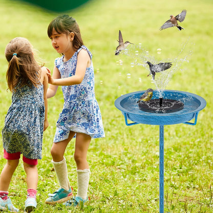 Metal Bird Bath for Outside, 36.2" Height Birdbath Bowl Standing Bird Feeders for Outdoors with 4 Prongs Base Stake, Freestanding Birdfeeders for Garden Yard Lawn Decor (Retro Blue)