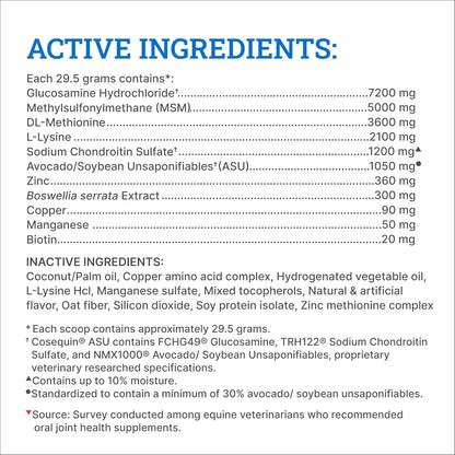 Nutramax Laboratories Cosequin ASU Joint & Hoof Pellets Joint Health Supplement for Horses - Pellets with Glucosamine, Chondroitin, MSM, and Biotin, 1200 Grams
