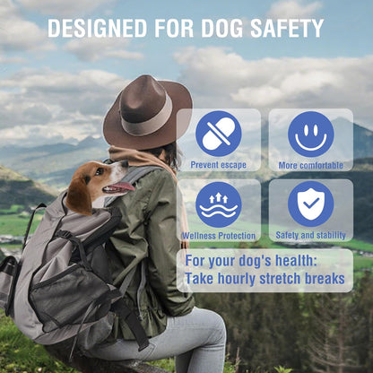 Dog Backpack for Small & Medium Dogs - Adjustable Pet Carrier for Travel & Hiking, Hands-Free Puppy Backpack with Storage Pockets, Breathable Mesh, Reflective Strips & Non-Slip Handle