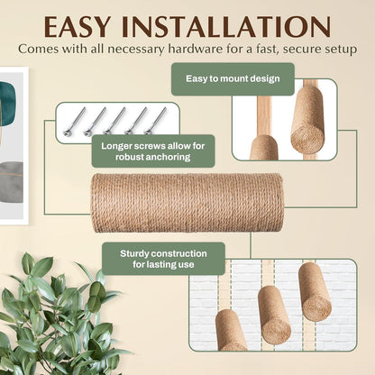 2-Pack Sisal Wall-Mounted Cat Climbing Wall Steps, Cat Wall Steps/Stairs with Sisal Scratching Surface, Wall Shelf Furniture for Climbing & Play for Kittens & Cats, Hidden Mounts