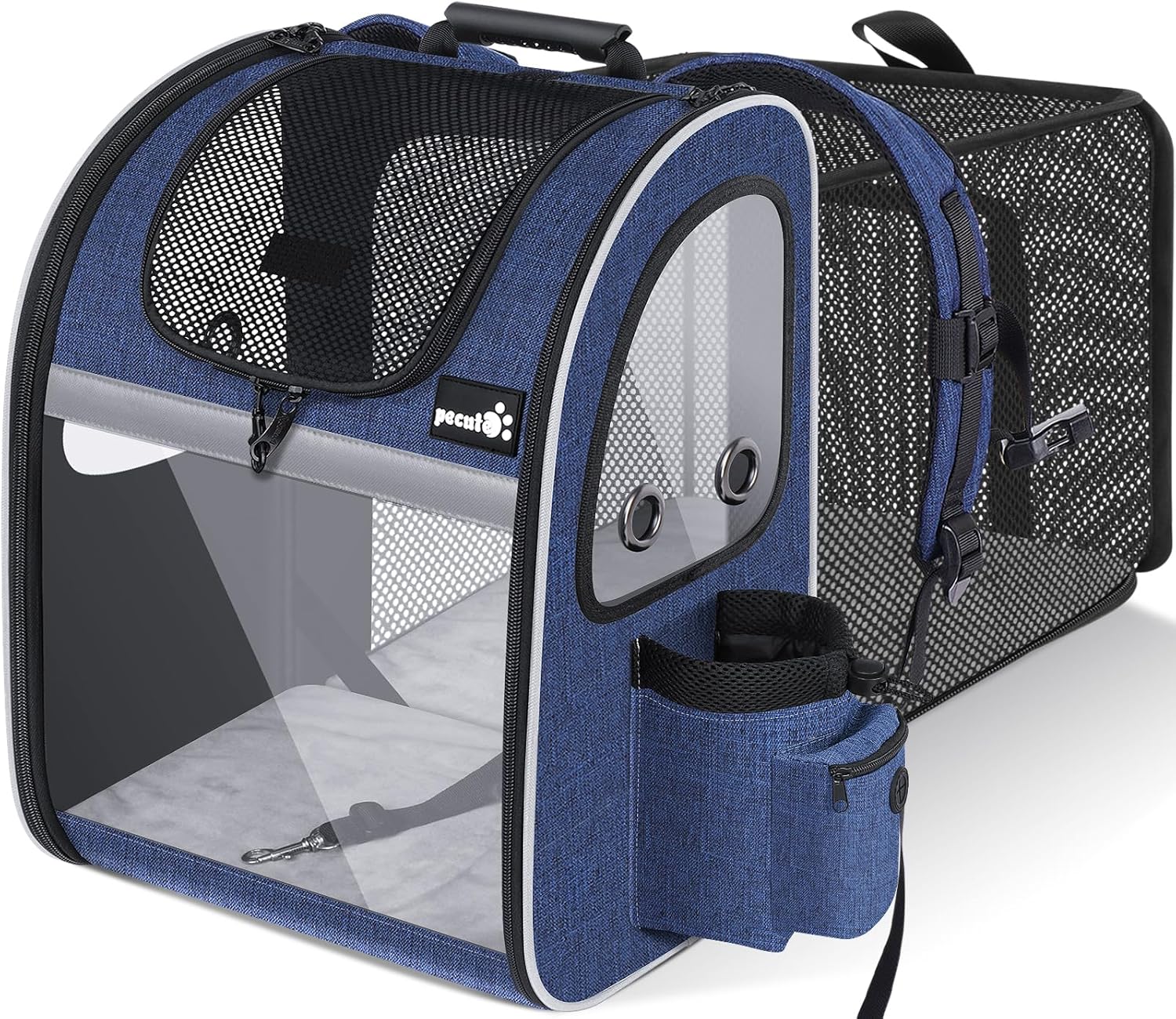 Pecute Pet Carrier Backpack, Cat Backpack Carrier, Expandable with Breathable Mesh for Small Dogs Cats Puppies, Dog Backpack Carrier for Hiking Travel Camping Outdoor, Hold Pets Up to 17 Lbs - Pawvie