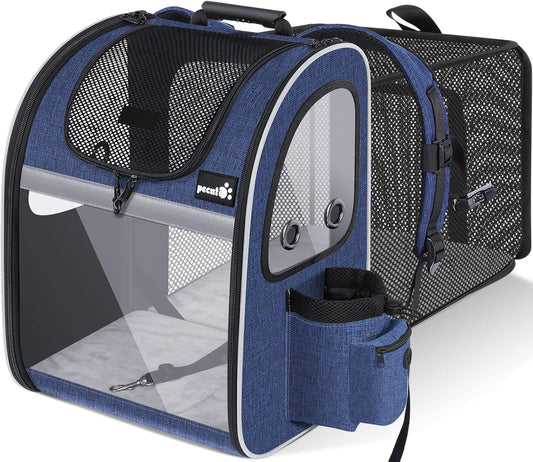 Pecute Pet Carrier Backpack, Cat Backpack Carrier, Expandable with Breathable Mesh for Small Dogs Cats Puppies, Dog Backpack Carrier for Hiking Travel Camping Outdoor, Hold Pets Up to 17 Lbs - Pawvie