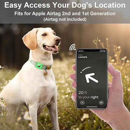 SANKALA Airtag Dog Collar Holder, [1 Pack] Waterproof Airtag Case for Dog Collar, TPU & Silicone Full Body Covered Anti-Lost Apple Air Tag Collar Holder Protective Airtag Case for Pet Collar, Green