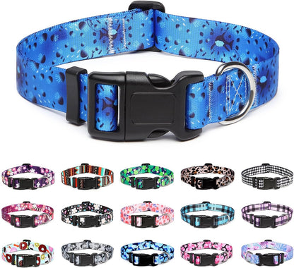 Mercano Adjustable Dog Collar - Special Design Patterns, Soft Nylon Comfortable Durable Pet Collar for Small Medium Large Dogs (L, Blue Ocean)