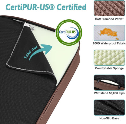 Orthopedic Dog Bed for Large Dog, Pet Couch for Medium Dog Cat, Big Supportive Foam Bolster Sofa with Waterproof Lining Cover, Anti-Slip, Comfort, Washable, 36x27x7.5 in, U Shape, Brown