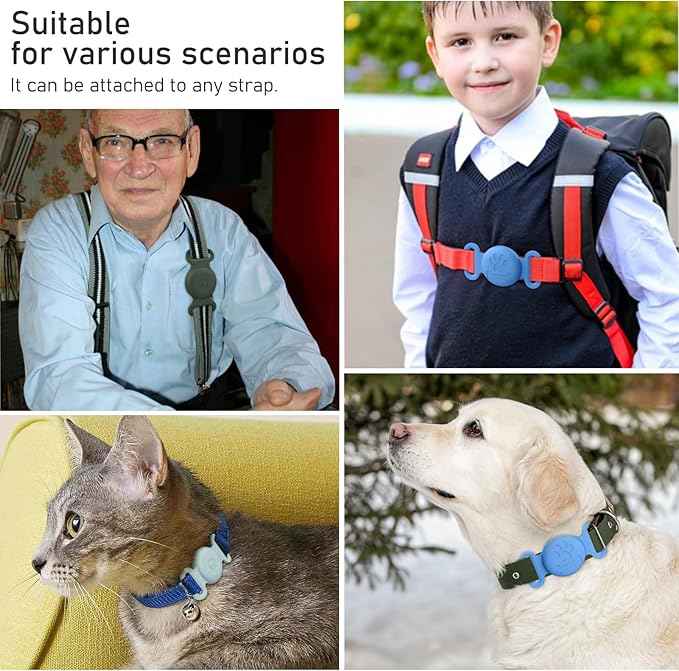 2 Pack Case for Airtag Dog Cat Collar Holder, Soft Silicone Anti-Lost Waterproof Protective Case Compatible with Apple Airtag, for Pet Dog Cat Collars Holder