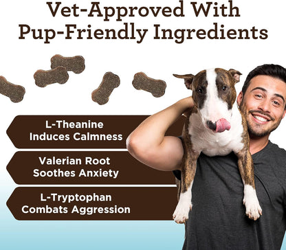 VetPro Advanced Calming Aid, Dog Anxiety Treats, Enhanced with Organic Hemp Seed Oil, Veterinarian Formulated Dog Calming Treats