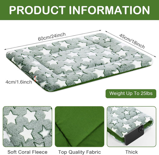 4 Pcs Washable Dog Crate Mat Kennel Pad Replaceable Reversible Pet Bed Pad for Crate Pet, Sleeping Mat for Small, Medium, Large Dog Machine Washable(18 x 24 x 1.6 Inch,Green)