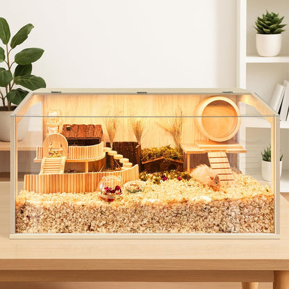 Hamster Cage Chewproof, Large Hamster Cages and Habitats, Openable Top with Acrylic Sheets, Solid Built