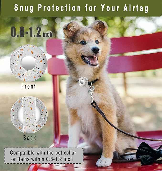 for Airtag Holder for Dog Collar, Cibaabo Silicone Air Tag Case Cover Compatible with Apple Airtags for 0.8-1.2inch Cat Pet Collar Harness Loop