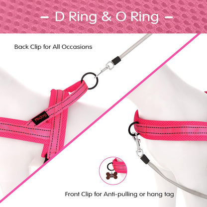 Didog No Pull Dog Harness with Soft Mesh Padded,Reflective & Quick Fit Light Weight Dog Strap Vest Harness,Easy for Walking Training (S:Chest 18-22", Pink)