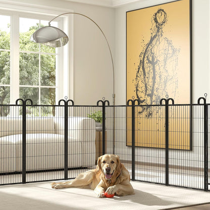 Dog Playpen Outdoor 12 Panels Heavy Duty Dog Fence 47" Height Anti-Rust with Doors Portable for RV Camping Yard, Total 27FT, 58 Sq.ft, Snowy Black