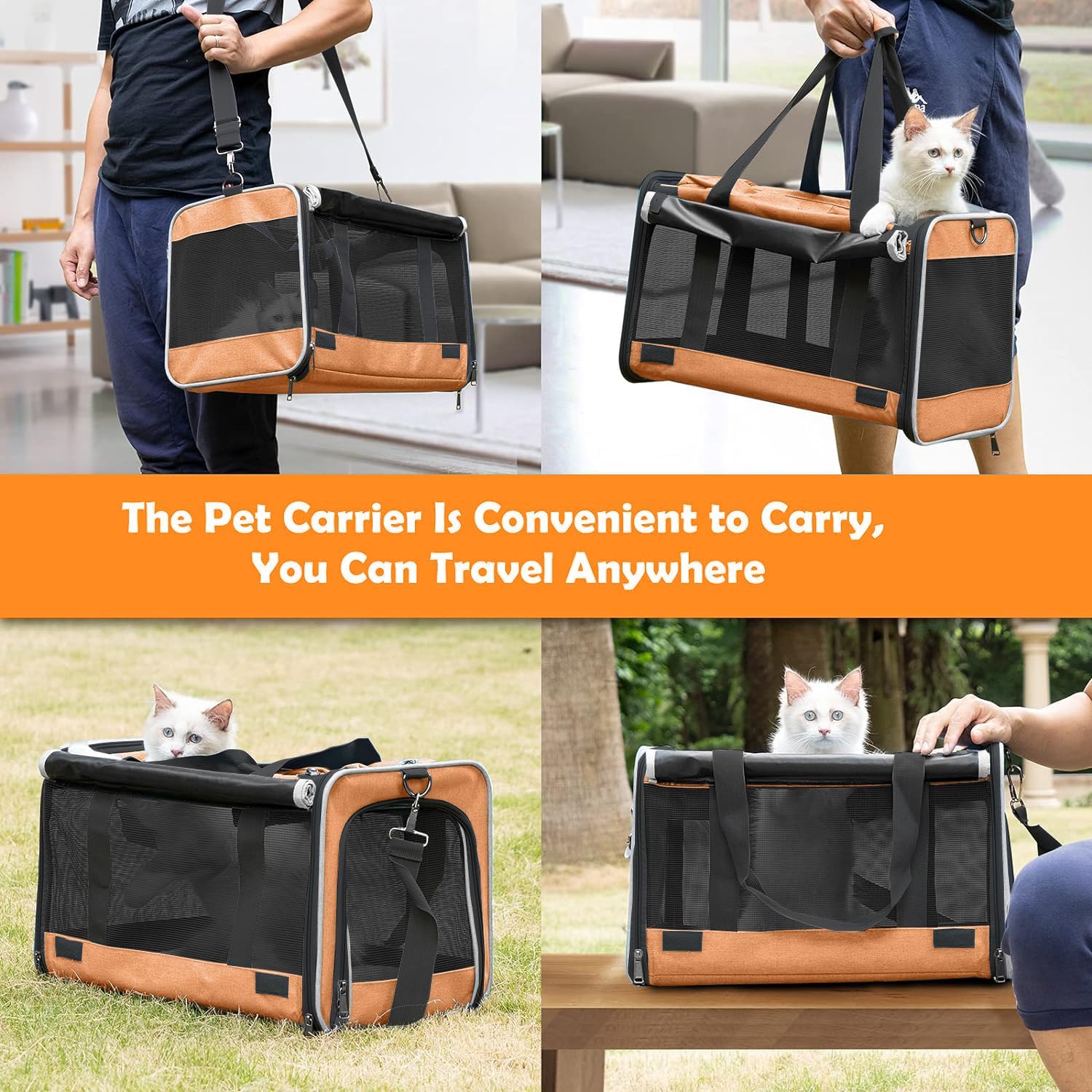 Dog Carry Bag for Puppy Pet Soft-Shell Portable Kennel Crate for 0-15 lbs Foldable Pomeranian Travel Cage Tea Cup Yorkie Carrier Purse Indoor Carrying Case Cat Supply Melon Tiny Dog Melon - Pawvie