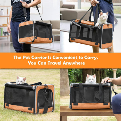 Dog Carry Bag for Puppy Pet Soft-Shell Portable Kennel Crate for 0-15 lbs Foldable Pomeranian Travel Cage Tea Cup Yorkie Carrier Purse Indoor Carrying Case Cat Supply Melon Tiny Dog Melon - Pawvie