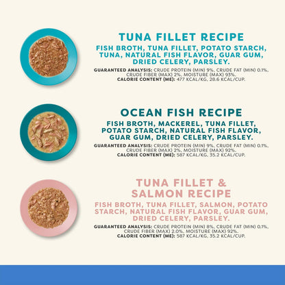 Applaws Natural Wet Cat Food in Gravy, Limited Ingredient, Grain-Free, No Artificial Cat Food Cups, Fish Selection in Gravy (18x 2.12 oz Cups)