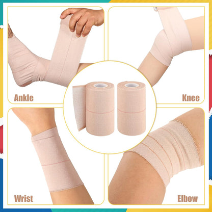 4 Rolls Elastic Tape Adhesive Elastic Tape Self Adhesive Bandage Wrap Flexible Stretch Bandages for Sports Ankle, Knee and Wrist Sprains Animal Pets, 5 Yard (4 Inch in Width)