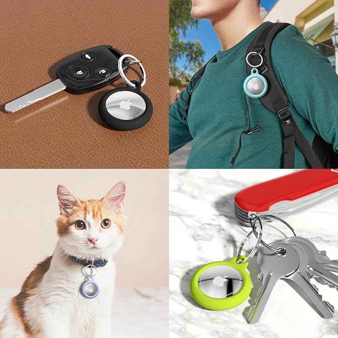 oakxco for Airtag Keychain Silicone Neon Green, Airtag Holder with Key Ring, Air Tag Cover Cute Accessories for Kids, Luggage, Car Dog Collar, Car, Compatible with Apple Airtag Case Waterproof, Lime