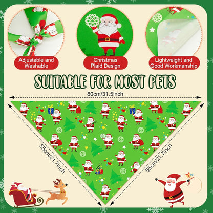 Weewooday 50 Pcs Christmas Bandanas for Dogs Xmas Bandanas Bulk with Santa Snowflake Candy Cane Soft Bibs Adjustable Triangle Doggie Scarf for Small Medium Large Pet (31.5 x 21.7 x 21.7 Inch)