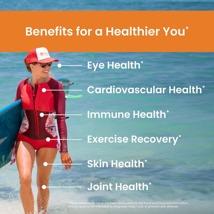 Nutrex Hawaii BioAstin Hawaiian Astaxanthin - 12mg, 60 Gummies - Farm-Direct Premium Antioxidant Supplement to Support Eye, Skin, Joint & Immune System Health - Non-GMO & Gluten-Free