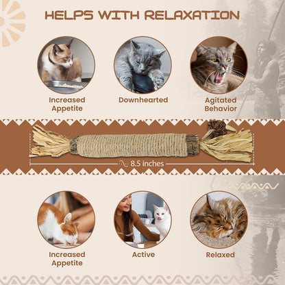 HUPA Catnip Silvervine Sticks | Anxiety Relief & Kitten Teeth Cleaning, Natural Silvervine with Raffia Grass for Healthy Teeth & Digestion | for Indoor Cats, All Ages & Breeds | 2 Sticks