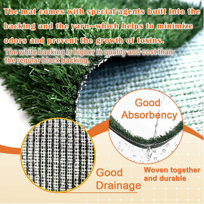 Dog Grass Pad with Tray 25"X20" - Portable Dog Litter Box for Balcony/Patio, Indoor/Outdoor Artificial Turf Pet Potty for Puppy Training, with Washable Pee Pad and Fake Grass Mat