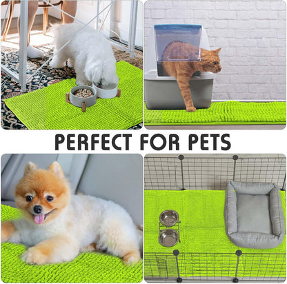 Amylove 4 Pcs Guinea Pig Cage Liner Guinea Pig Bedding Washable Fleece Pee Pads Reusable Small Animals Training Mat Small Animal Sleeping Bed for Bunny Hamster(Green,16 x 24 Inch)