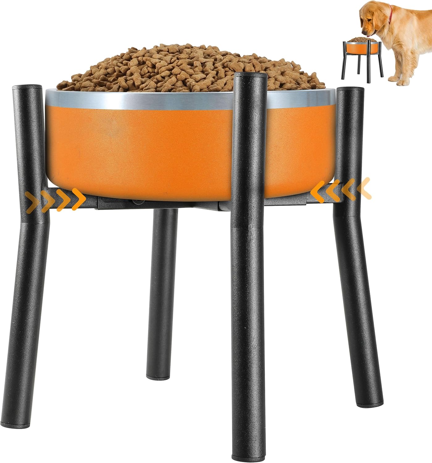 Lifted Dog Bowl Stand - Without Bowls, Single Raise Pet Food Table Adjustable Wide 7-11", Tall 10" - Bowl Stand Size Optional, Dog Bowl Holder Elevated for Small Medium Large Dog Breed