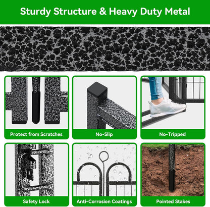 Dog Playpen Outdoor 12 Panels Heavy Duty Dog Fence 32" Height Anti-Rust with Doors Portable for RV Camping Yard, Total 27FT, 58 Sq.ft, Snowy Black