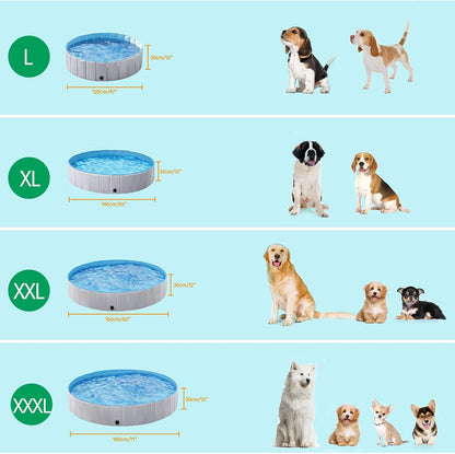Yaheetech Foldable Dog Pools 71 x 12 Inches Collapsible Hard Plastic Pets Swimming Pool Portable Puppy Bath Tub Cat Shower Pet Wading Pool for Outdoor/Indoor w/Pet Repair Patches, Gray
