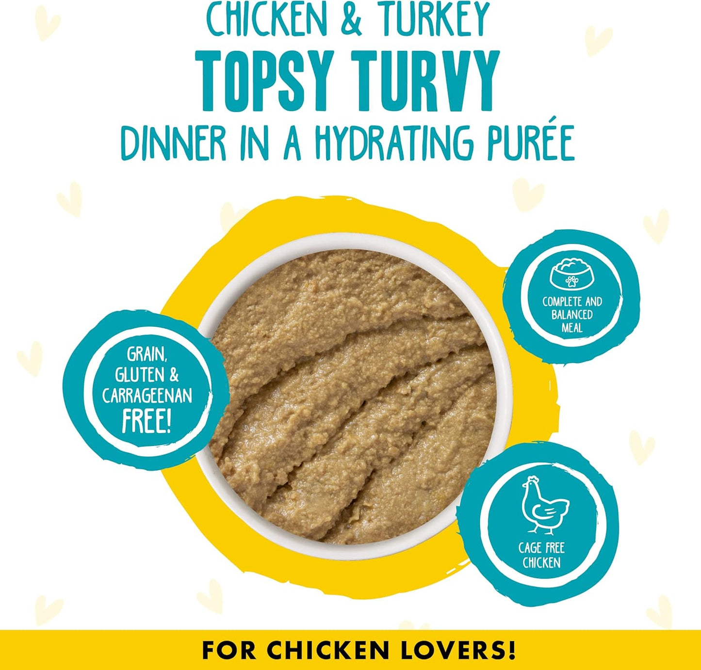 Weruva B.F.F. Play - Best Feline Friend Paté Lovers, Aw Yeah!, Chicken & Turkey Topsy Turvy with Chicken & Turkey, 2.8oz Can (Pack of 12)