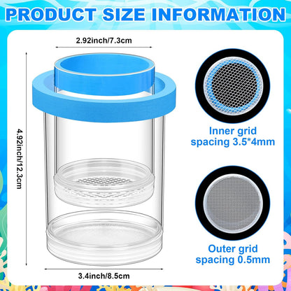 2 Pcs Breeder Box for Fish Tank Aquarium Breeder Separation Net Breeding Box with Suction Cup for Small Fish Shrimp Clownfish Guppy(Blue,L)