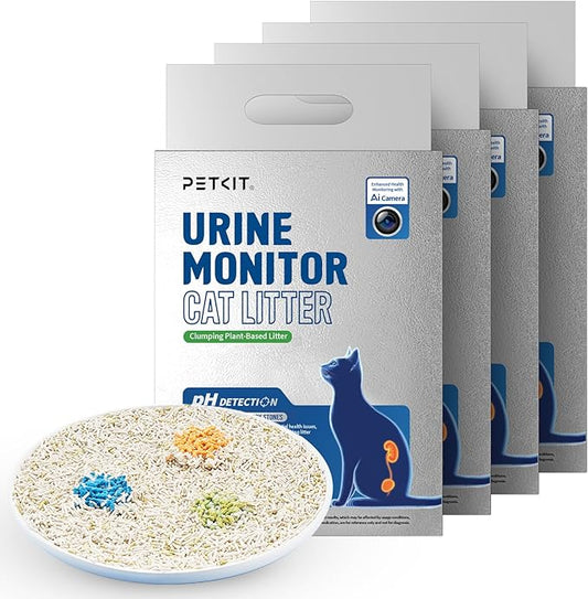 PETKIT Tofu Cat Litter, Superior Clumping Flushable, 100% Natural Ingredients Plant Cat Litter, Urine pH Detection Tofu Litter, Dust-Free,Low Tracking and Odor Control