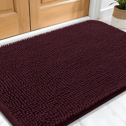 OLANLY Dog Door Mat for Muddy Paws 30x20, Absorbs Moisture and Dirt, Absorbent Non-Slip Washable Doormat, Quick Dry Chenille Mud Mat for Dogs, Entry Indoor Entryway Carpet for Inside Floor, Russet