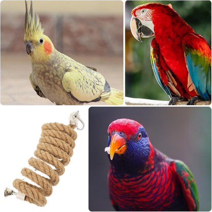 78.6in Bird Spiral Rope Perch Jute Parrot Swing Climbing Standing Toys Chewing Toys Bungee Bird Toys 2m