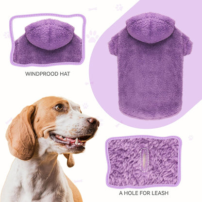 Fuzzy Dog Sweaters for Large Dogs Dog Hoodie Soft Double-Sided Plush Fleece Pet Sweater Pet Clothes Coats Hoodie Sherpa Hooded Sweatshirt(Purple-XL)