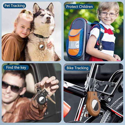 Waterproof Airtag Holder,4 Pack Airtag Case with Secure Lock,Airtags Keychain for Apple Air tag,Anti-Lost Protective Case Air tags Accessories for GPS Tracker Luggage,Key,Pet-Black/Black/Brown/Brown