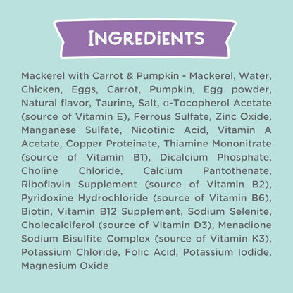 LOVE, NALA - Natural Adult Cat Wet Food - Pate Mackerel with Carrot & Pumpkin Recipe- Grain Free, Non-GMO, Lean Protein, Omega 3, Digestive Fiber Blend, Added Minerals & Vitamins - 12 Pack 2.4 lbs.