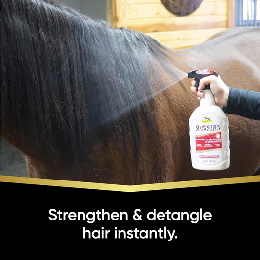 Absorbine ShowSheen Hair Polish & Detangler 32oz Spray Bottle, Horse and Dog Coat, Mane and Tail, Instant Detangling & Reduces Hair Breakage for Healthy Grooming & Radiant Shine