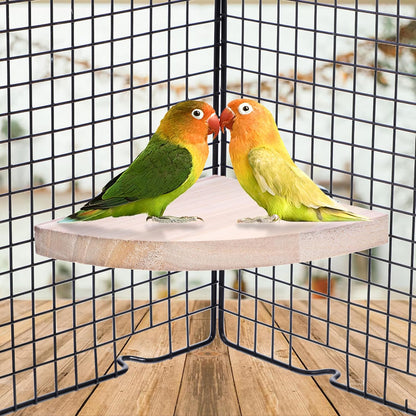 Bird Perch Platform Stand, Bird Corner Parrot Perch Corner, Sector Playground Cage Accessories Shelf for Small Animals Rat Mouse Lovebird Finches Conure Budgie