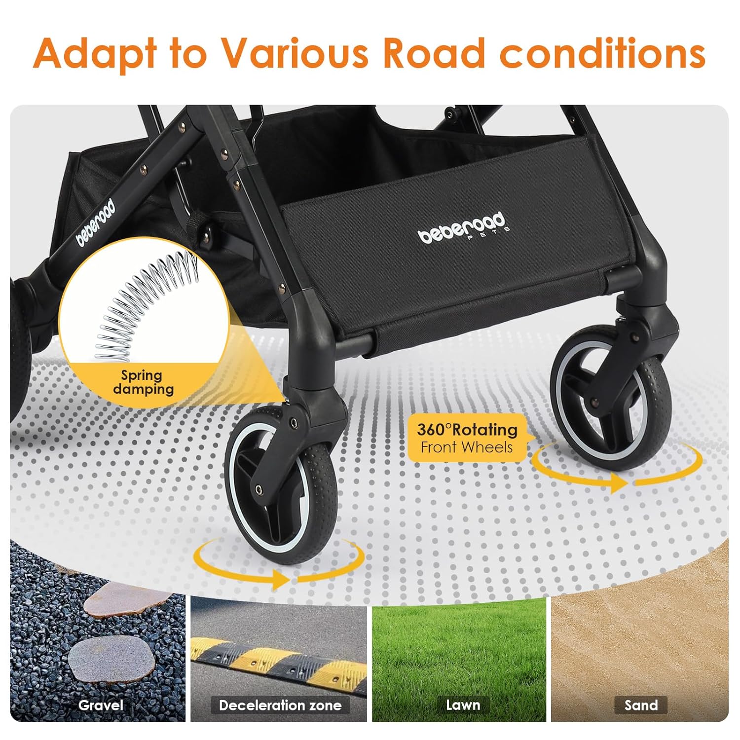 X2 Pet Stroller, Dog Cat Stroller for Small Pets Under 44lbs, Equipped with Detachable & Foldable Carrier, Waterproof Pad & Sunshade Canopy,Camel (Camel) - Pawvie